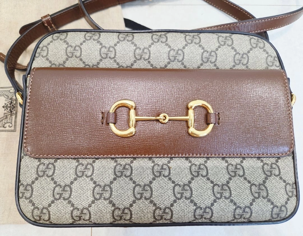 [정품/풀구성] 구찌 GUCCI 홀스빗 1955 스몰 숄더백 베이지 GG 수프림 이미지