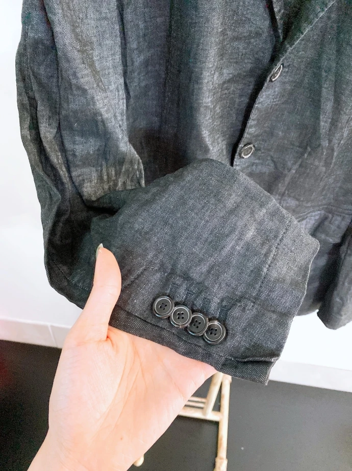 (100)타임옴므남자차콜린넨블레이져자켓 이미지