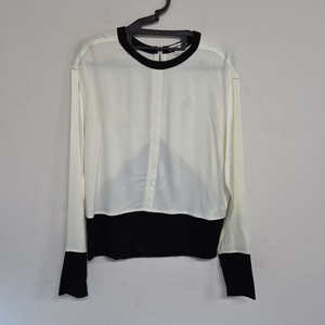 헬무트랭 HELMUT LANG 블랙앤화이트 배색 블라우스 S 국내정품 이미지
