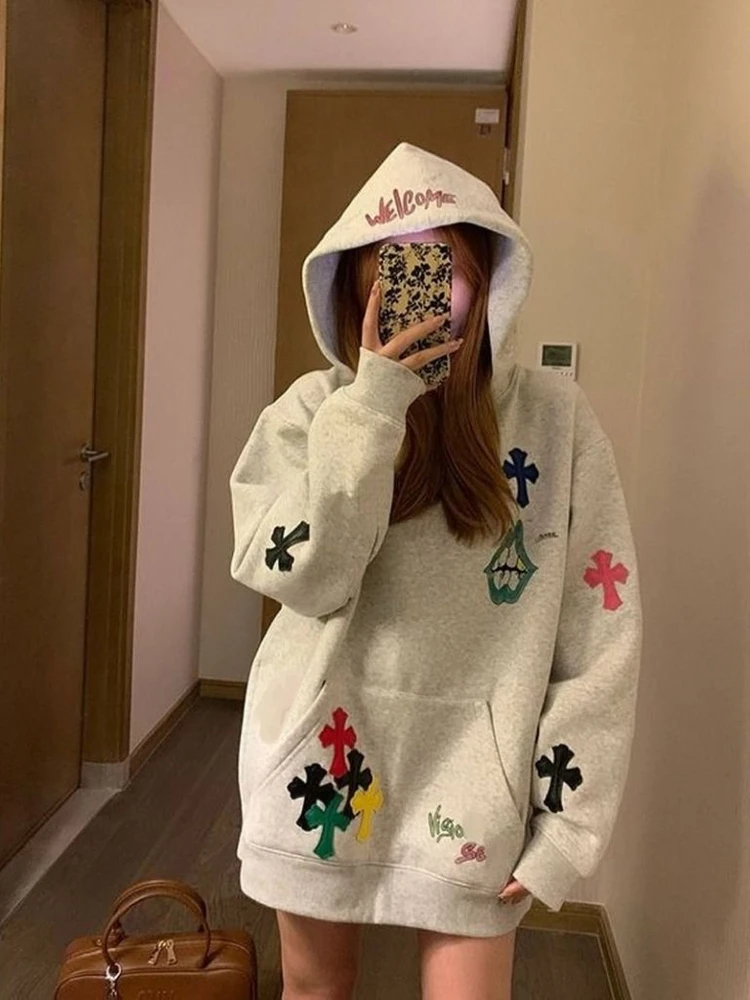 크롬하츠 패치워크 디자인 후드 티셔츠 이미지