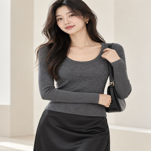 골지 U넥 슬림핏 이너티 데일리 기본티ㅡ무배 이미지