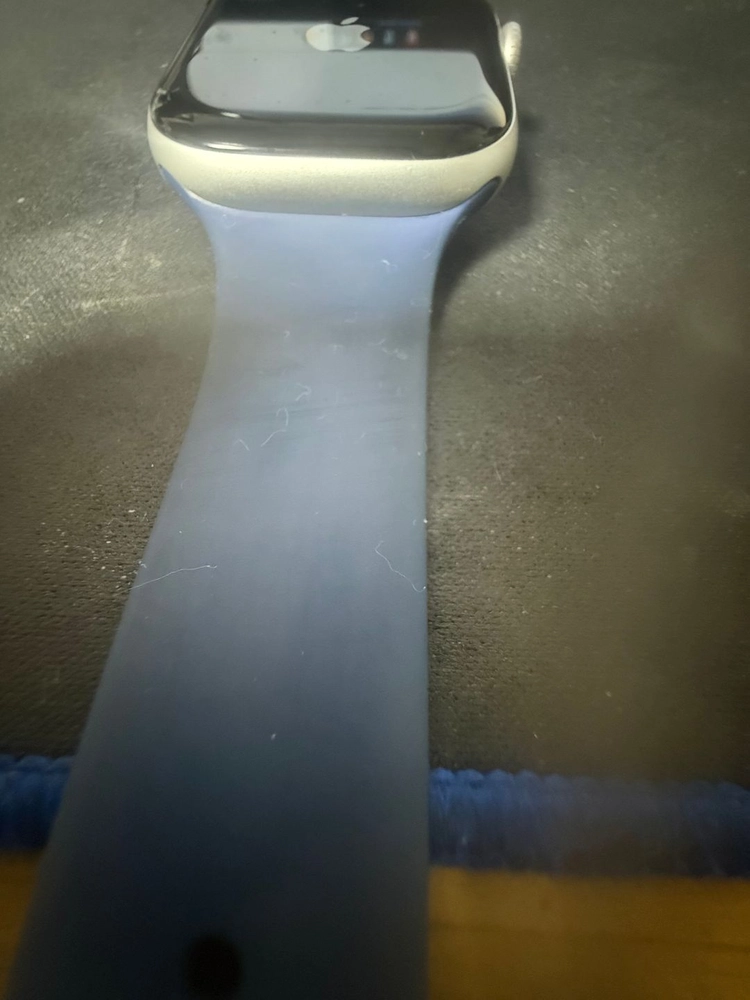애플워치 10 셀룰러 46mm 실버 알루미늄케이스, 데님 스포츠밴드 이미지