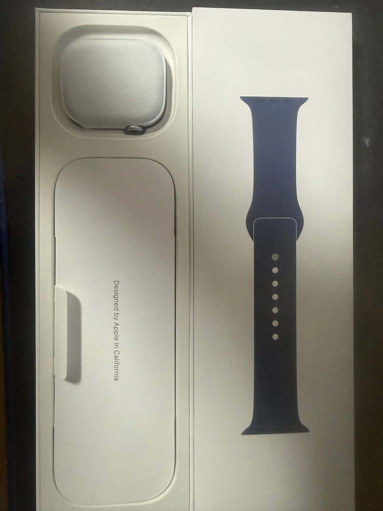 애플워치 10 셀룰러 46mm 실버 알루미늄케이스, 데님 스포츠밴드 이미지