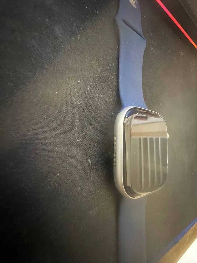 애플워치 10 셀룰러 46mm 실버 알루미늄케이스, 데님 스포츠밴드 이미지