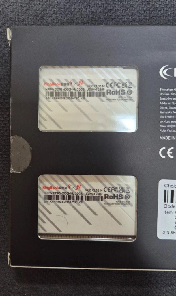 새제품급) 킹뱅크 DDR5 64GB 32GB 2장 6000MHz 화이트 RGB 하이닉스 램 이미지