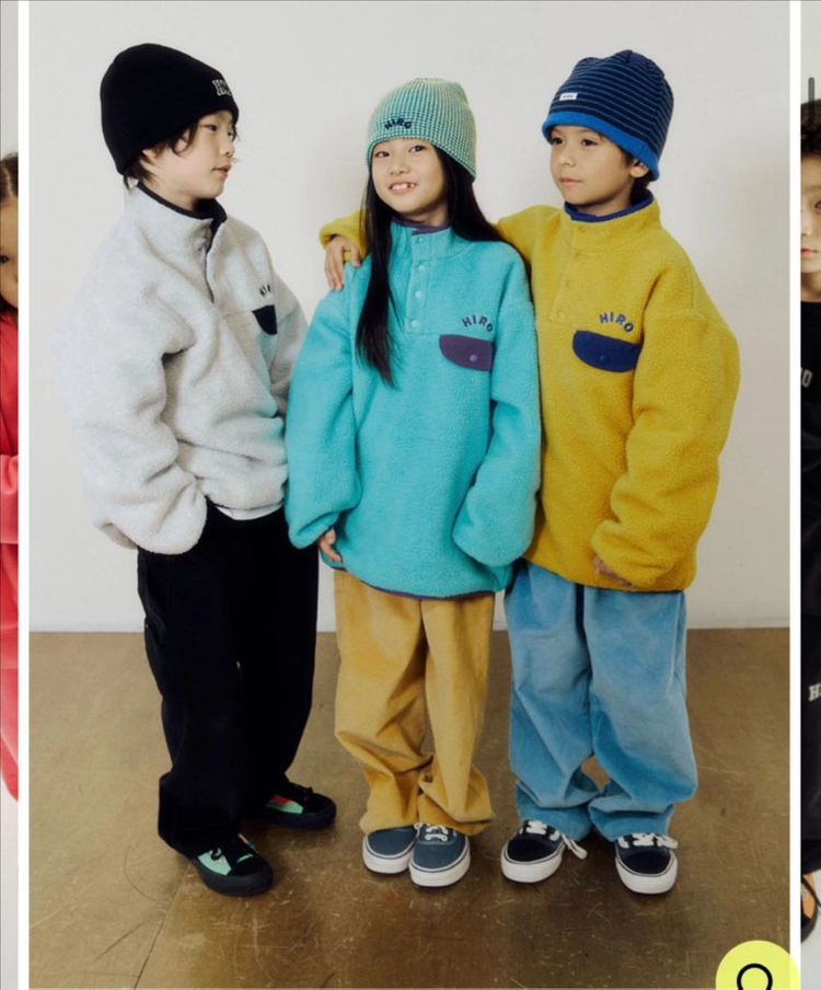 새상품)히로 26FW 리버서블 플리스 풀오버 130,150 머스타드 컬러 이미지