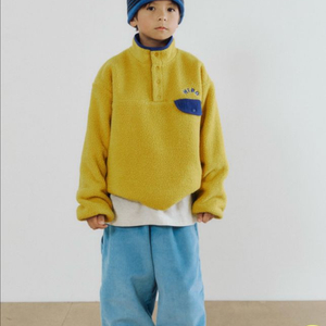 새상품)히로 26FW 리버서블 플리스 풀오버 130,150 머스타드 컬러 이미지