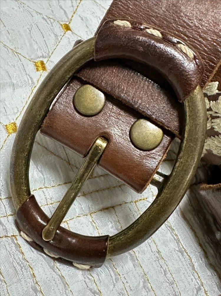 RUJEANS 빈티지 자수 소가죽 벨트 이미지