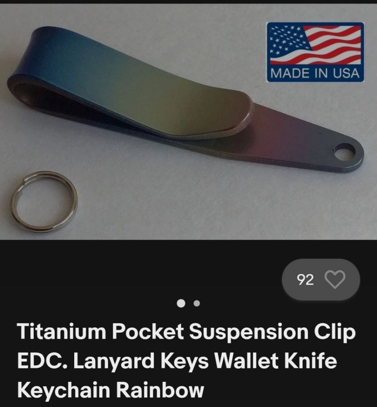 [blue 칼러] 티타늄 edc 포켓 서스펜션 클립Titanium pocket suspension clip 이미지