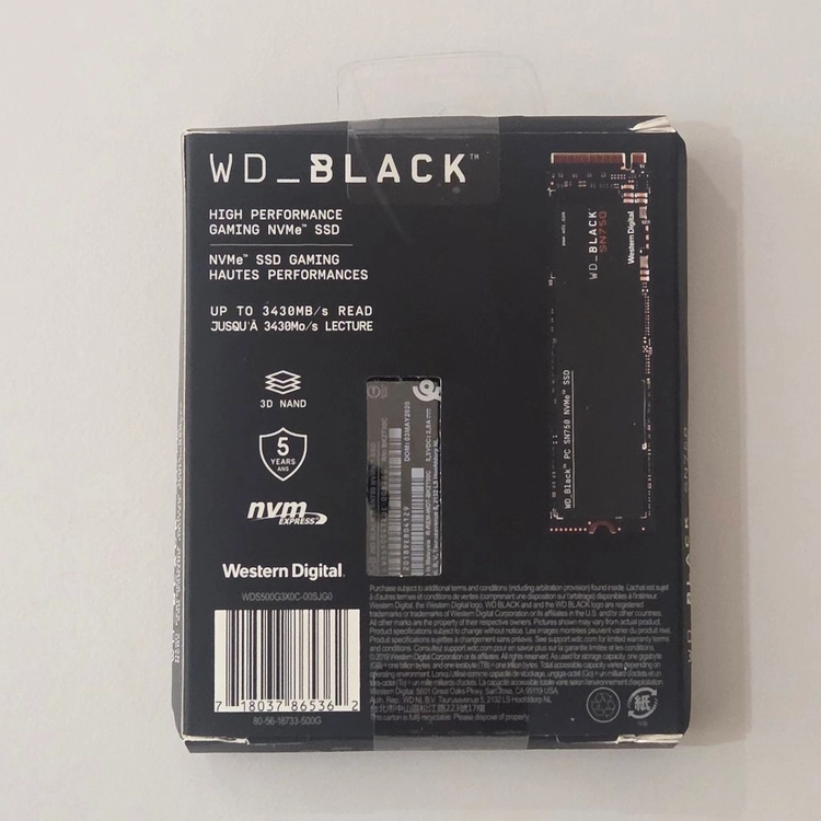 [미개봉]WD BLACK SN750 500GB NVMe SSD 이미지
