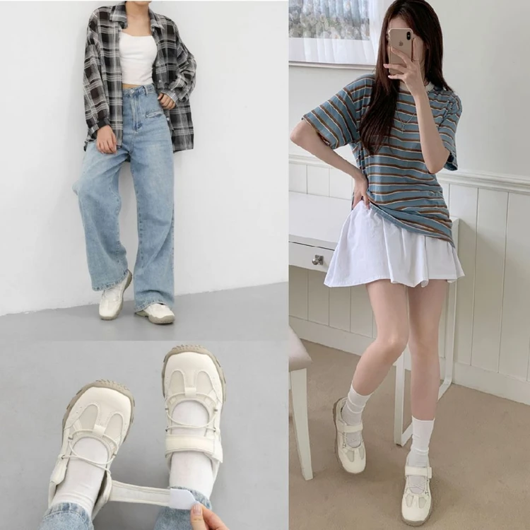 240 벨크로 메리제인 키높이 운동화 스니커즈 워킹화 발레코어 에이블리 지그재그 스트링 찍찍이 고프고어 이미지