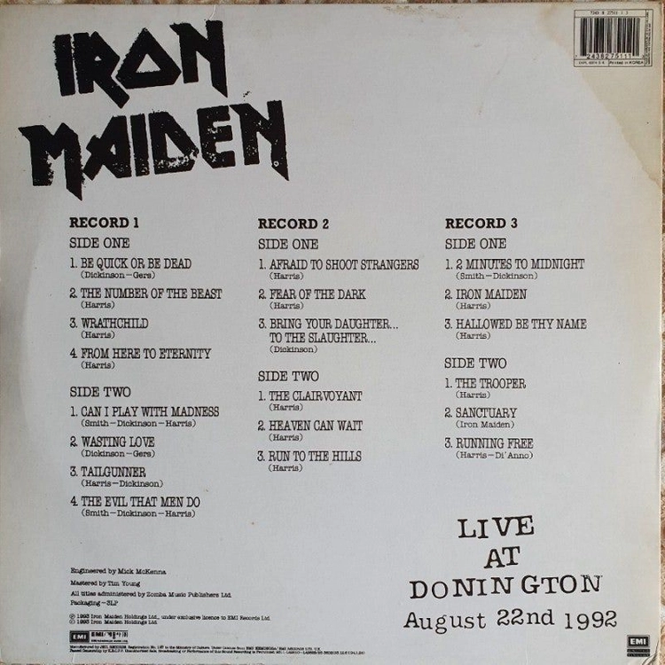 IRON MAIDEN - LIVE AT DONINGTON 3LP 이미지