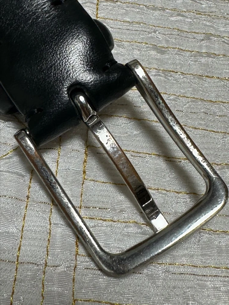 빈티지 블랙 피겨 퀼팅 버클 벨트, 빈티지(vintage) 스타일 이미지