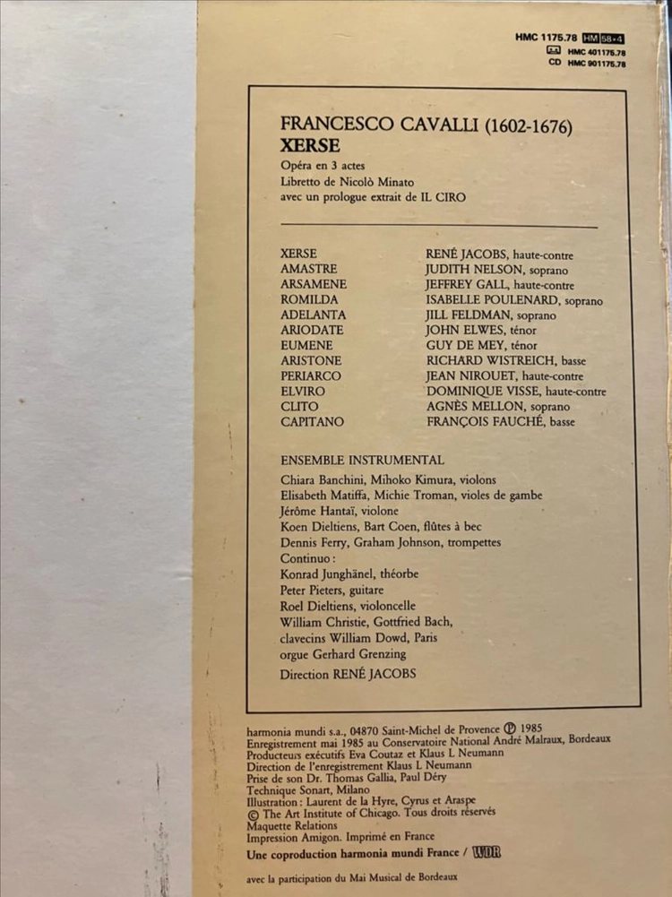 초반 4LP) Cavalli Xerse 오페라 LP (Rene Jacobs) 이미지