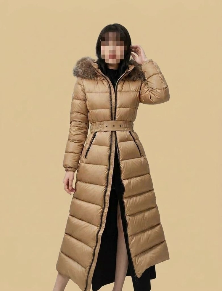 몽클레어 허드슨 후드 퍼 롱 다운 패딩 코트 이미지