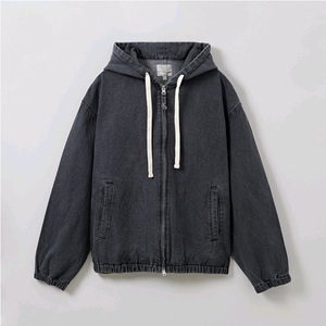 스파오 데님 후드 집업 워싱 자켓 다크 그레이 / 유니클로 자라 zara 스파오 탑텐 지오다노 에잇세컨즈 H&M 이미지