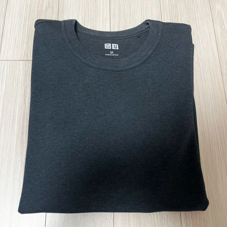 [M] 유니클로 U 우먼 크루넥 반팔 티셔츠 차콜 이미지