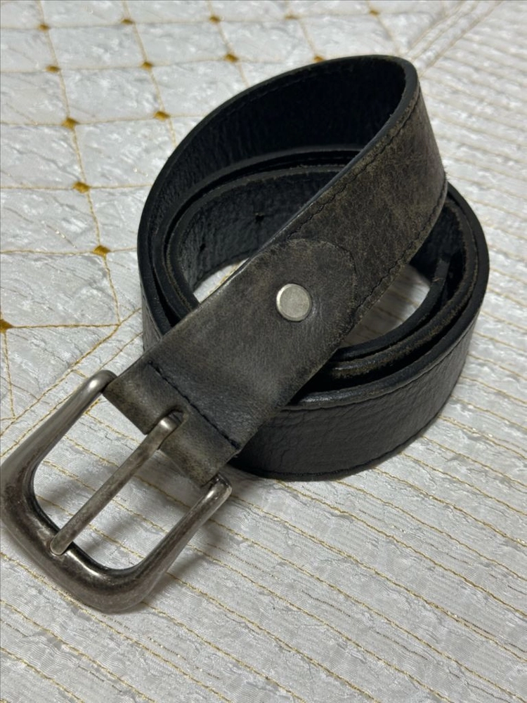 빈티지 레트로 1등급 소가죽 핀 버클 벨트(빈티지 스타일) 이미지