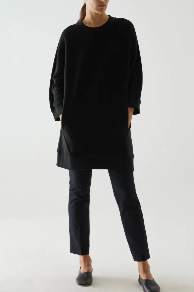 COS 24FW 오가닉 코튼 오버사이즈 스웨트 드레스 원피스 / 여 EUR XS (55) 블랙 이미지