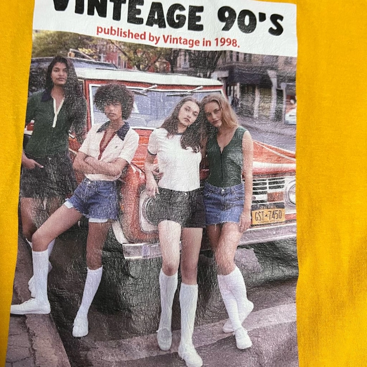 FRMD 90S 빈티지 프린팅 반팔 FREE 데일리 반팔티 머스타드 옐로우 이미지