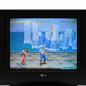 옛날TV LG 21인치 브라운관TV 슬림형 , 레트로 게임기 VHS비디오 연결용, 리모컨 포함 이미지