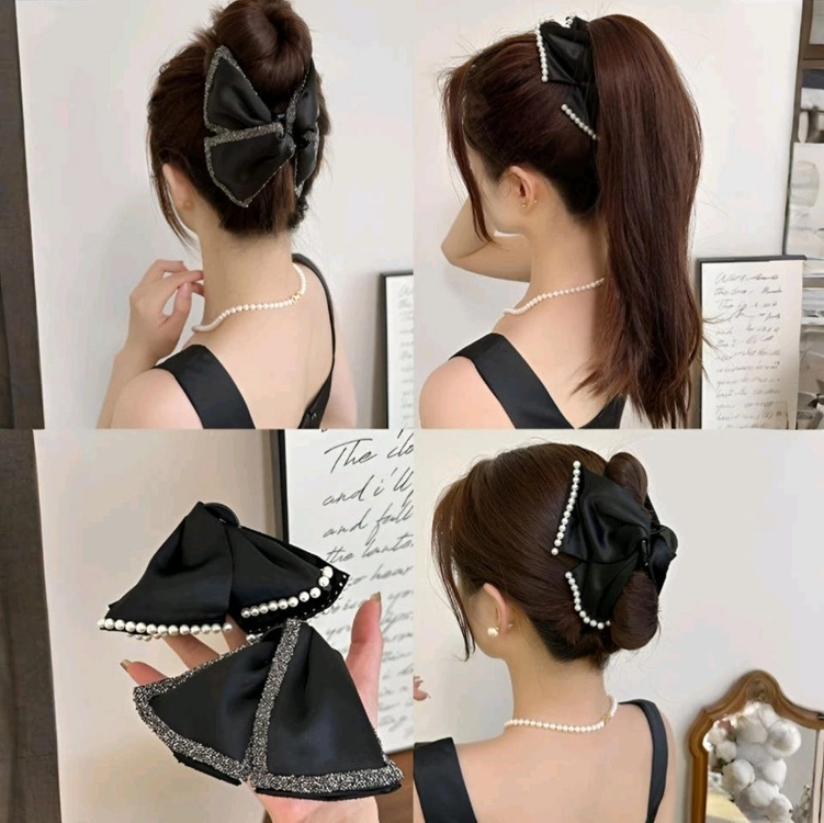 리본 큐빅/진주 헤어핀 2개 일괄(새상품) 이미지