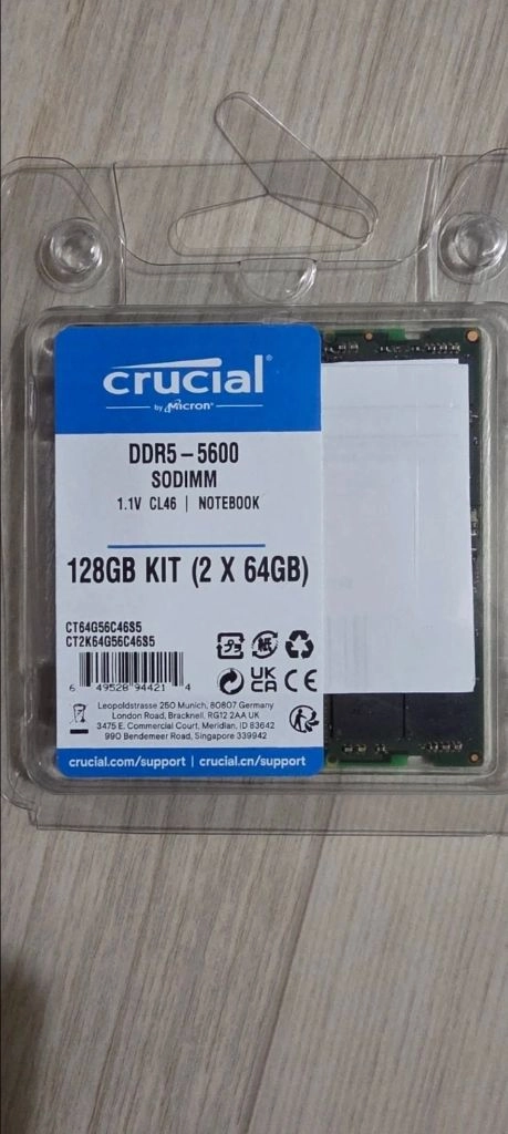 크루셜 DDR5 64GBX2 총128GB 노트북 메모리 이미지