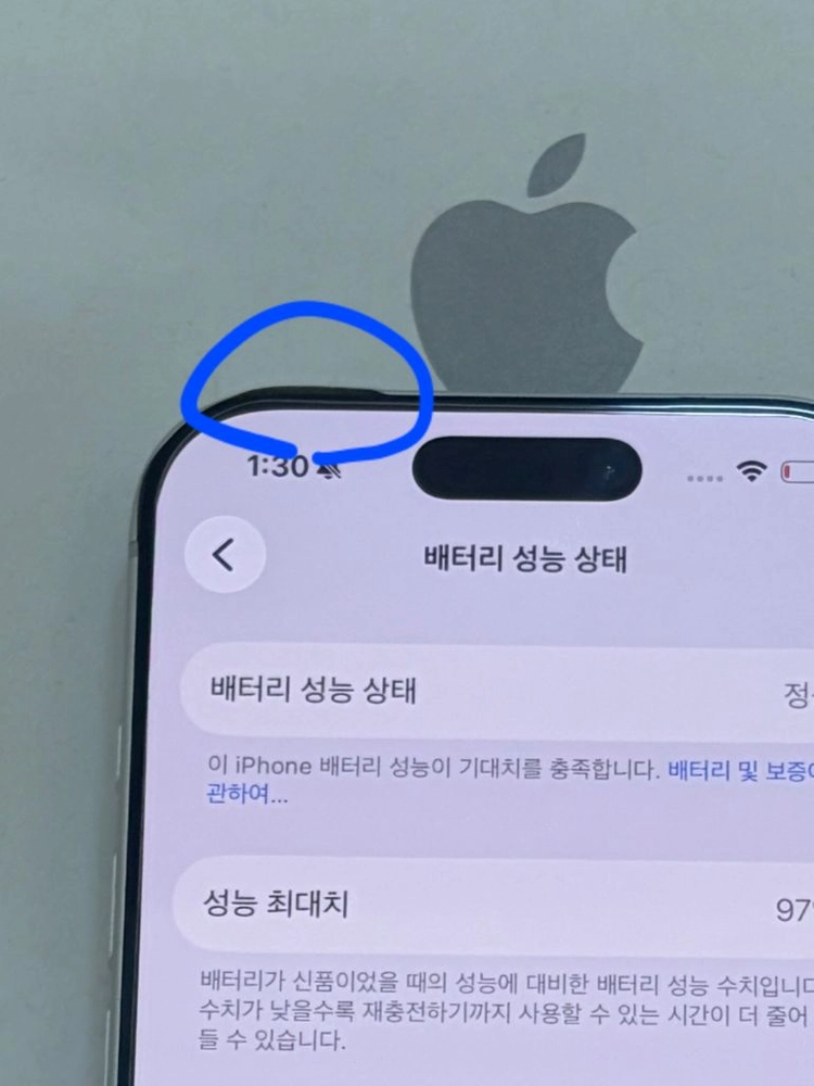아이폰 17프로 실버 배터리97프로 공기계 이미지