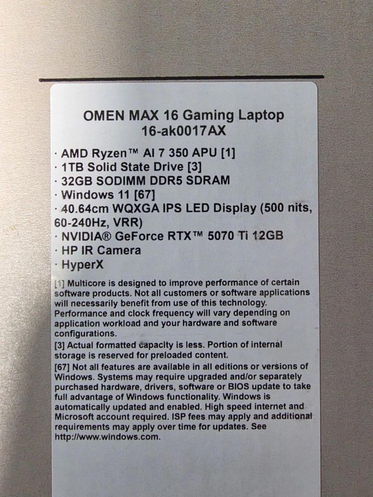 HP 오멘 MAX 16 (5070ti, 1TB, 32GB) 이미지