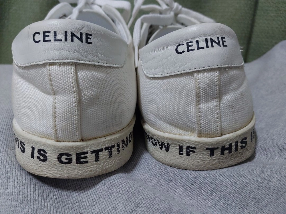 [정품/스페인산] 셀러브리티 픽 셀린느(CELINE) 블랭크 타이포그래피 캔버스 로우탑 이미지