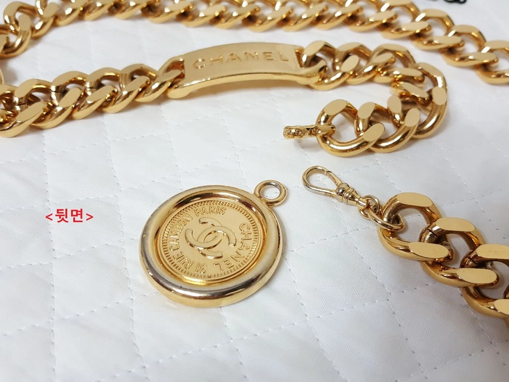 정품)샤넬 골드 도금 CC메달리온 체인벨트 이미지