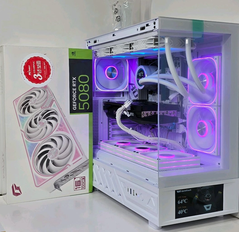 (9850X3D 새제품 수랭 화이트)RTX5080, 32GB,수랭쿨러,1000W GOLD, 방송게이밍컴퓨터본체 이미지