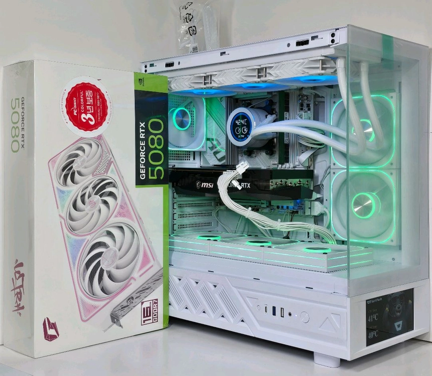 (9850X3D 새제품 수랭 화이트)RTX5080, 32GB,수랭쿨러,1000W GOLD, 방송게이밍컴퓨터본체 이미지