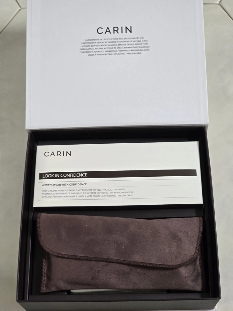 [S급] 카린 CARIN 라운드 안경테 클리어 베이지 도수없음 풀박스 새 이미지