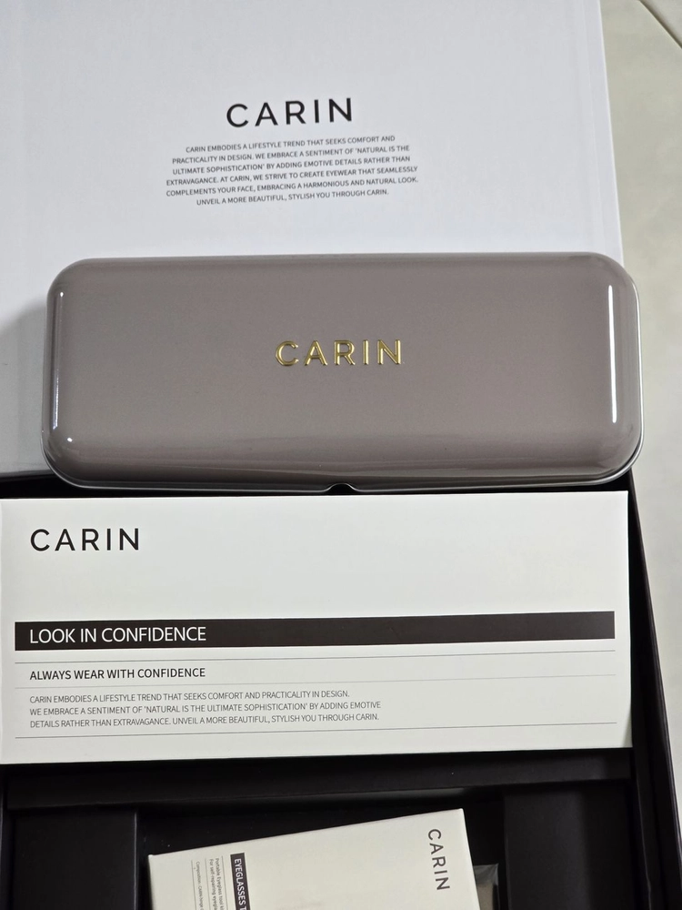 [S급] 카린 CARIN 라운드 안경테 클리어 베이지 도수없음 풀박스 새 이미지