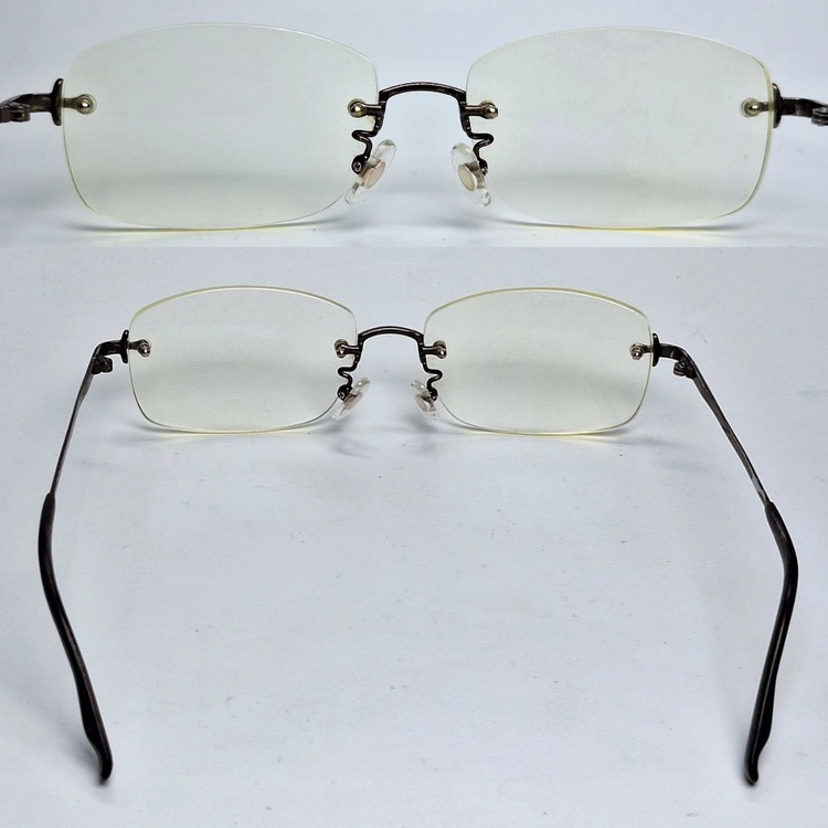 후지 V-2010 안경테 안경 54mm 무테 브론즈 일본 제조 수입 빈티지 레트로 클래식 복고 앤틱 복고 Y2K 이미지
