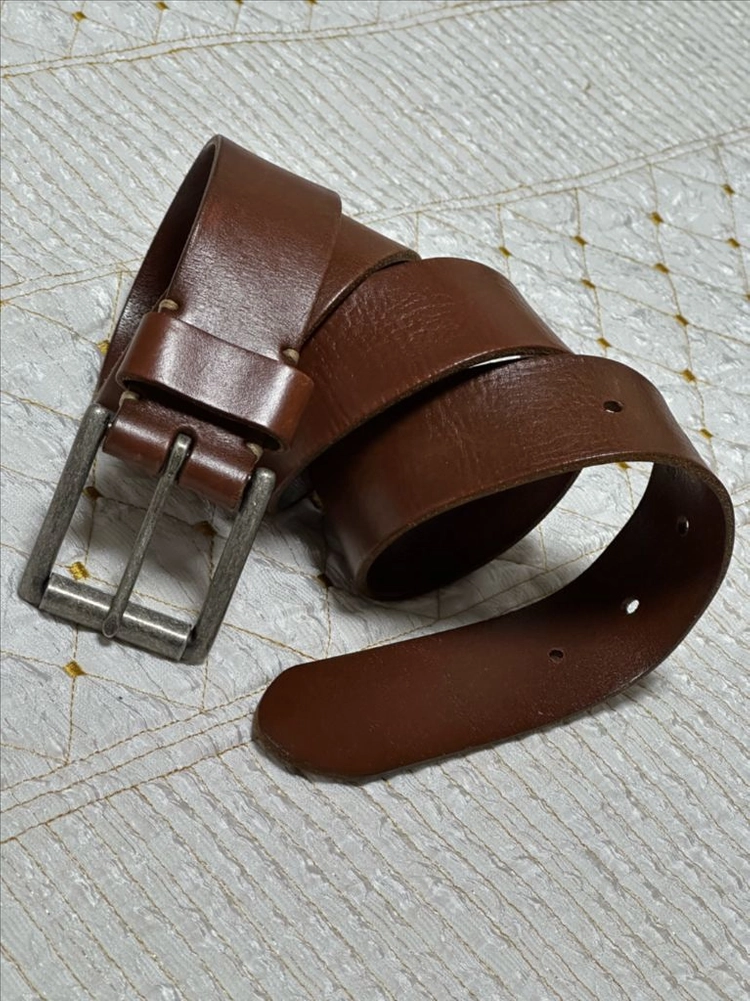 빈티지 감성의 빈티지 잠금식 소가죽 벨트, GENUINE LEATHER 1등급 천연 가죽 이미지