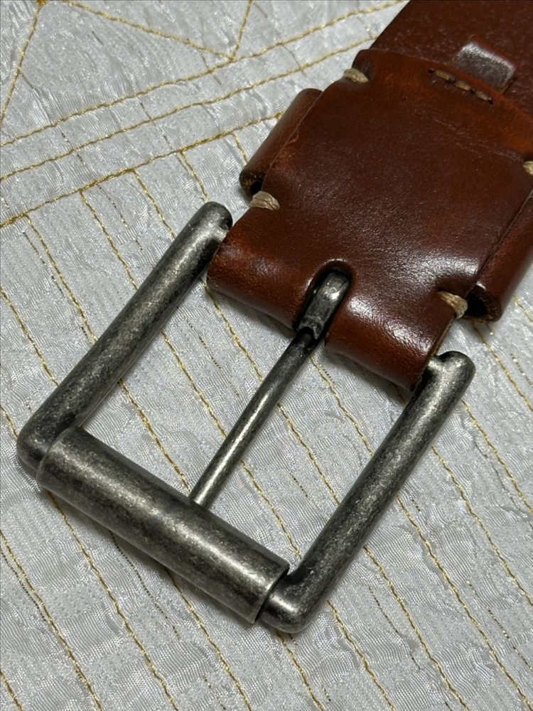 빈티지 감성의 빈티지 잠금식 소가죽 벨트, GENUINE LEATHER 1등급 천연 가죽 이미지