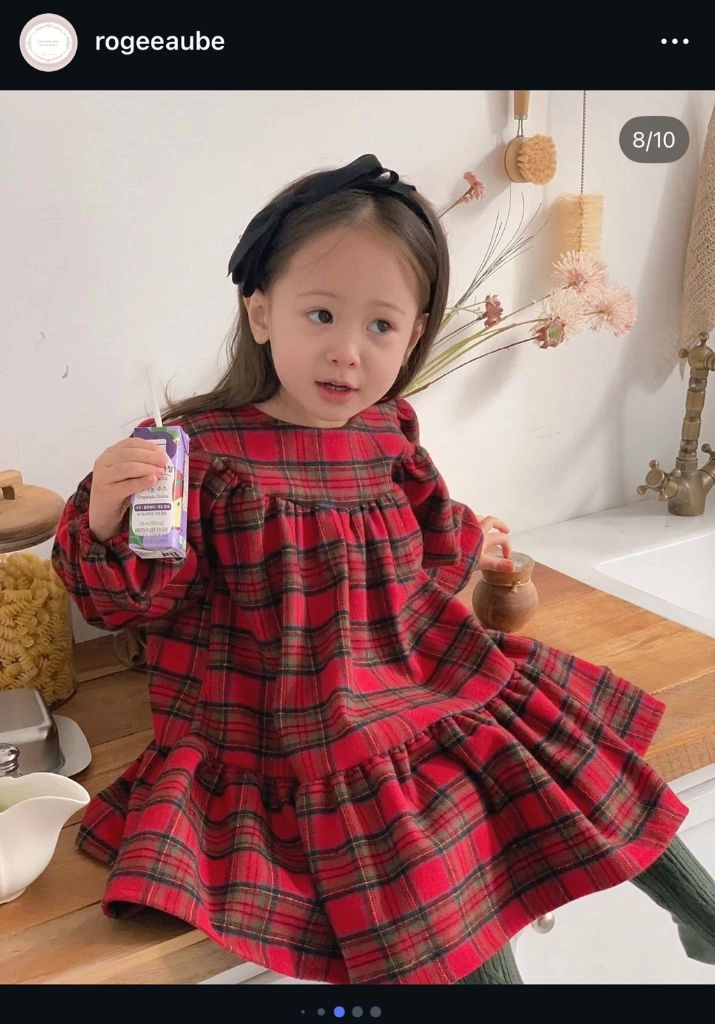 레드 체크원피스 M (120) 이미지