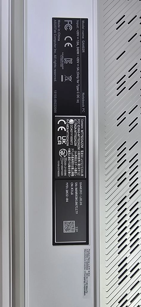 ASUS ROG Zephyrus G14 GA402RJ-L8126 화이트 노트북 이미지