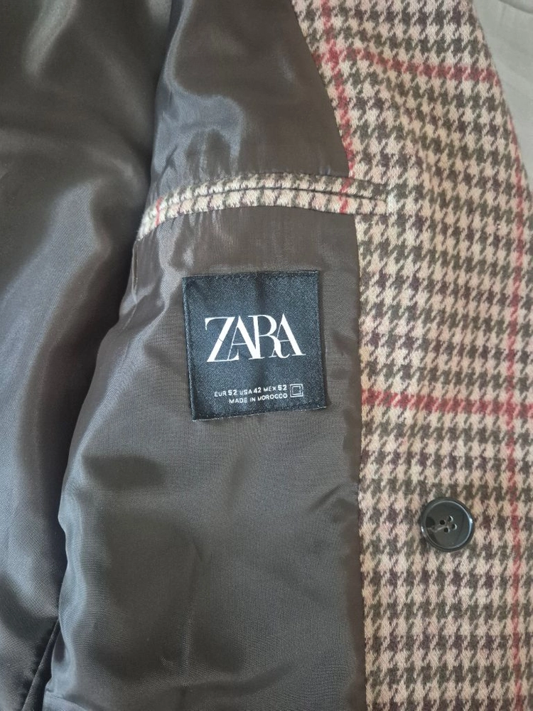 ZARA 자라 모로코산 하운드투스 건 클럽 체크 자켓 이미지