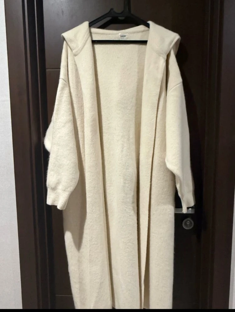 뮤제라 라온 아이보리 후드 라쿤코트 이미지