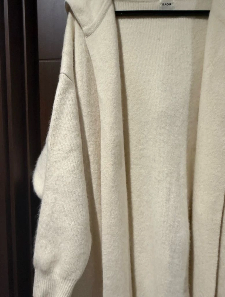 뮤제라 라온 아이보리 후드 라쿤코트 이미지