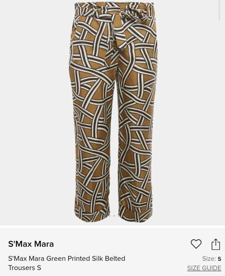 에스막스마라(SMax Mara) 프린티드 실크 벨티드 팬츠 40사이즈 이미지