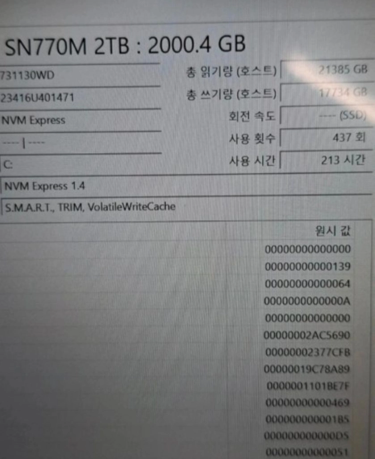wd black m.2 ssd sn770m 2230 2tb (sn740,sn770상위BG04,BG05, UMPC용 이미지