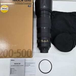 니콘 정품 af-s 200-500mm f5.6 vr 상태좋은 렌즈 박스셋 판매합니다 이미지