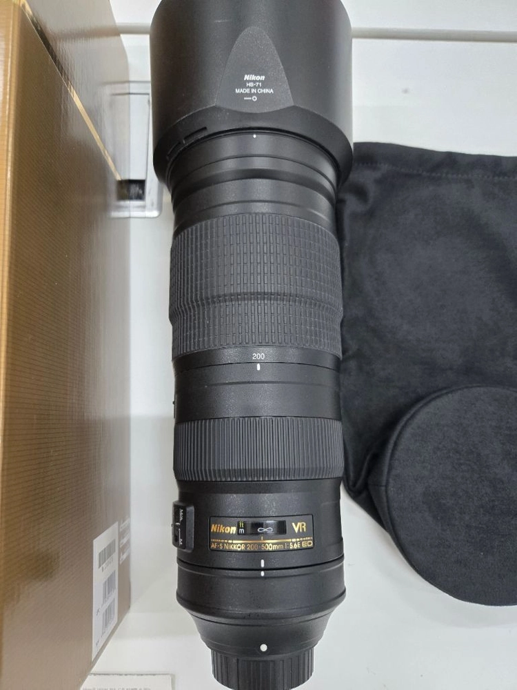 니콘 정품 af-s 200-500mm f5.6 vr 상태좋은 렌즈 박스셋 판매합니다 이미지
