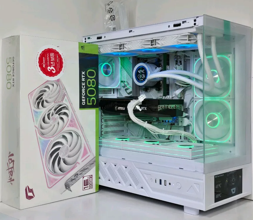 (9850X3D 새제품 수랭 화이트)RTX5080, 32GB,수랭쿨러,1000W GOLD, 방송게이밍컴퓨터본체 이미지
