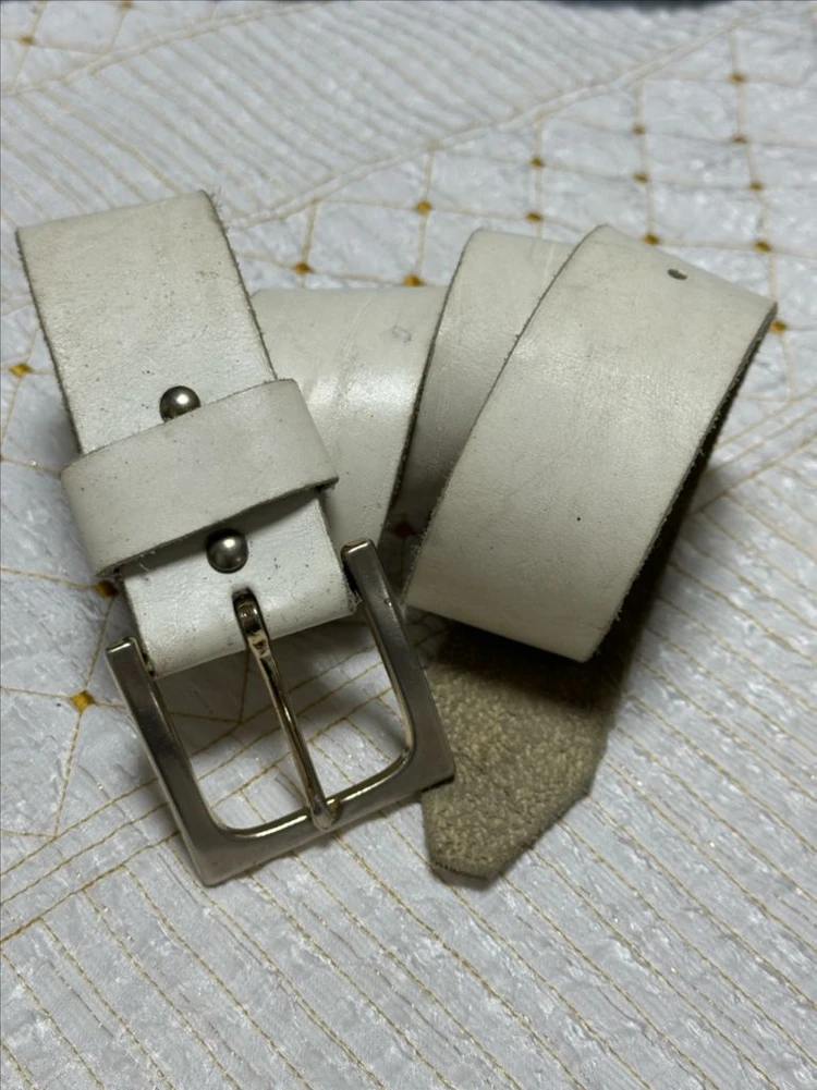 vintage 해외 빈티지 화이트 소가죽 벨트 이미지