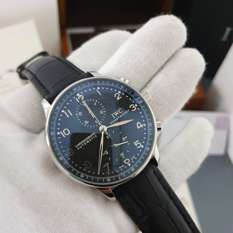 (새상품) IWC 포르투기스 검판 은장 가죽 밴드 시계 무료배송 - 안심되는 중고거래
